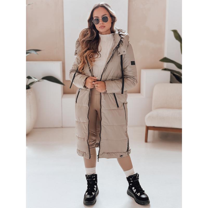 Női steppelt átmeneti kabát ORVITA kapucnival, bézs