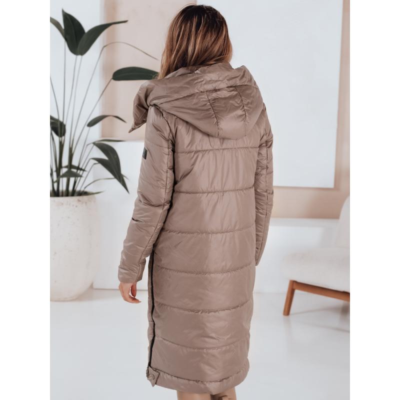 Dámská přechodová prošívaná bunda ORVITA s kapucí, tmavě béžová