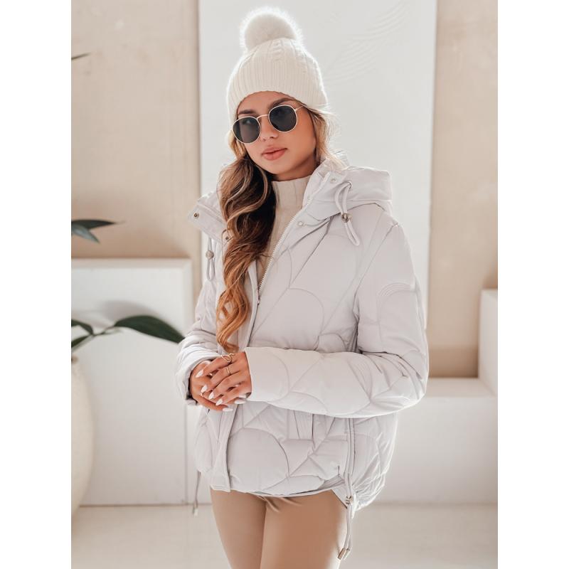 Dámská zimní bunda LOVEWARM krátká prošívaná s kapucí bílá