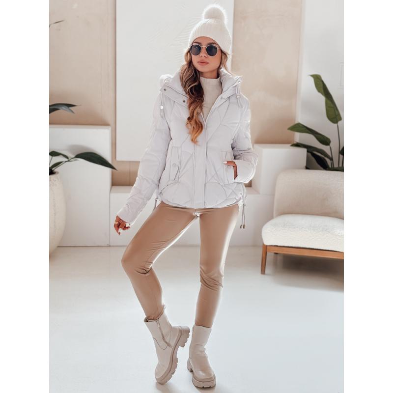 Dámská zimní bunda LOVEWARM krátká prošívaná s kapucí bílá