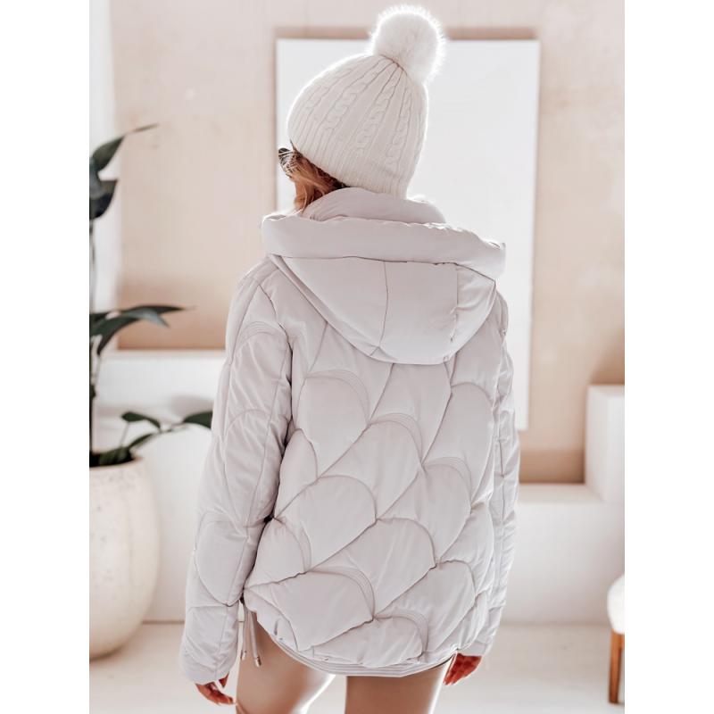 Dámská zimní bunda LOVEWARM krátká prošívaná s kapucí bílá