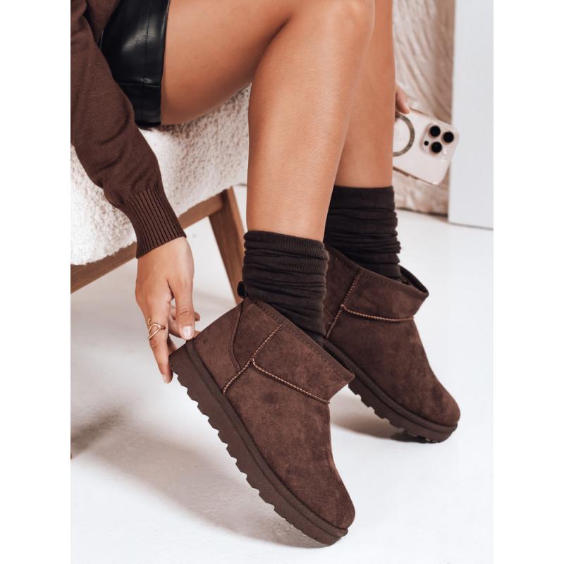 Dámské semišové sněhové boty hnědé