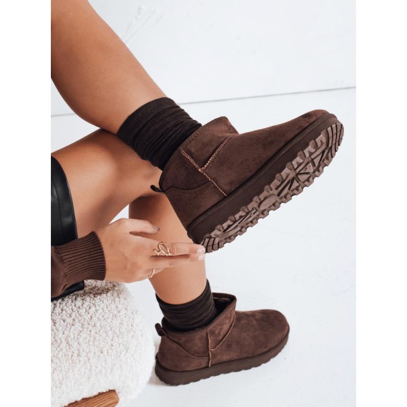 Dámské semišové sněhové boty hnědé