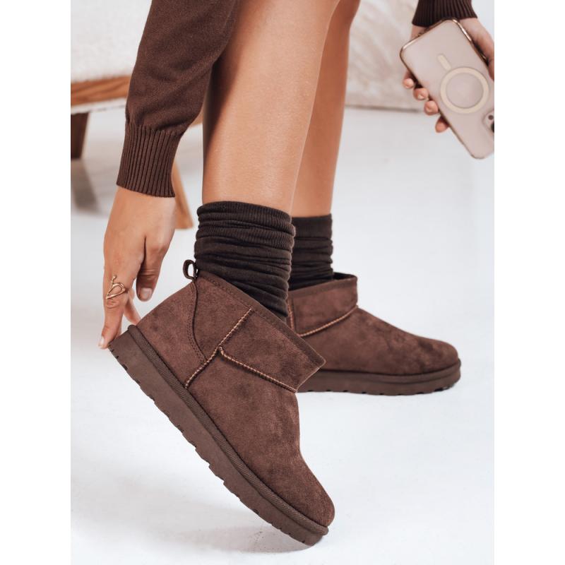 Dámské semišové sněhové boty hnědé