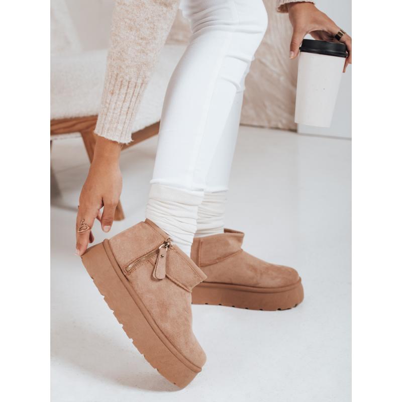 Dámské sněhové boty na platformě béžové