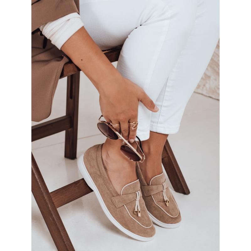 Dámské mokasíny ze semiše, béžové