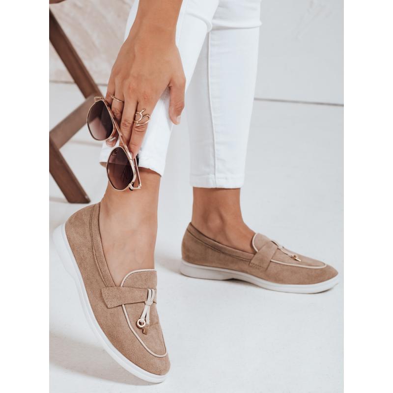 Dámské mokasíny ze semiše, béžové