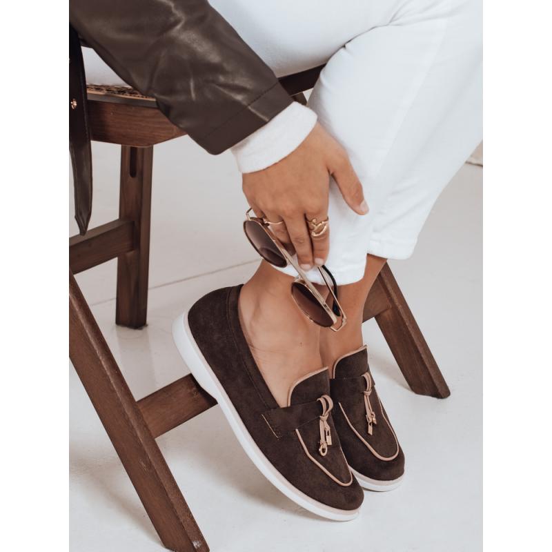 Dámské mokasíny ze semiše, hnědé