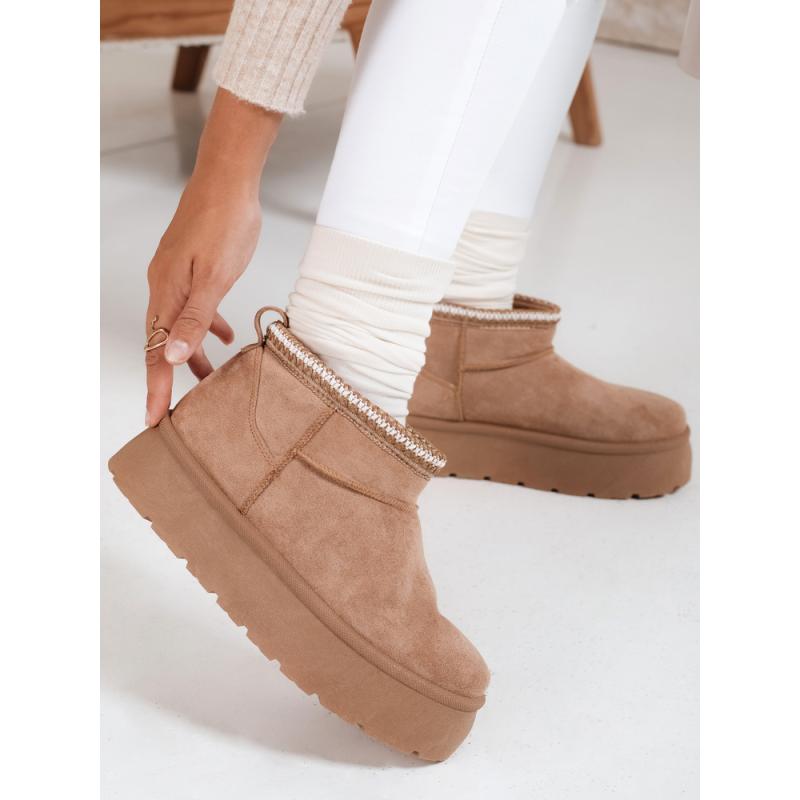 Dámské sněhové boty na platformě, béžové