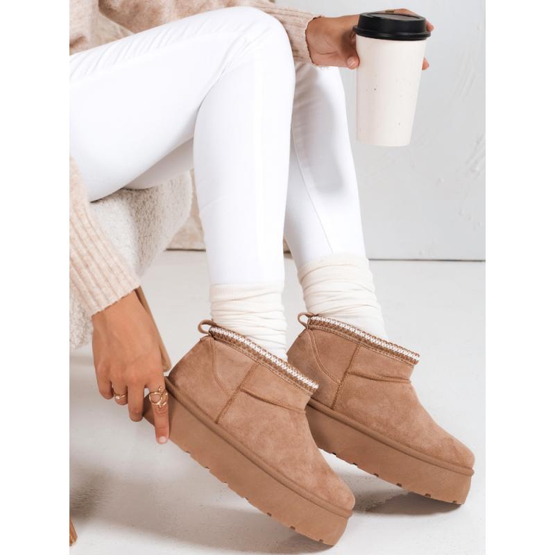 Dámské sněhové boty na platformě, béžové