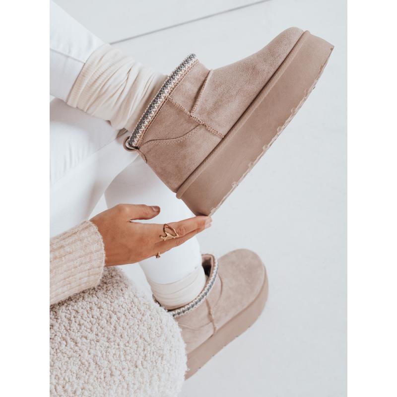 Dámské sněhové boty na platformě, světle béžové