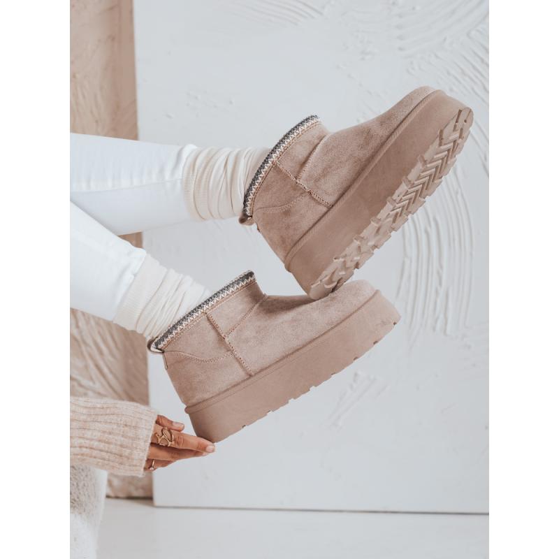 Dámské sněhové boty na platformě, světle béžové