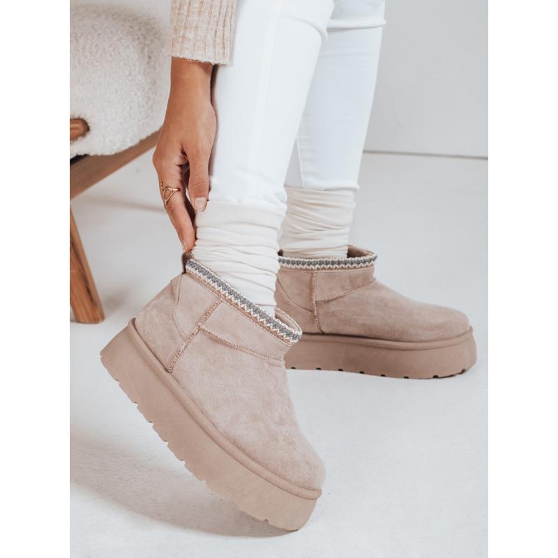 Dámské sněhové boty na platformě, světle béžové
