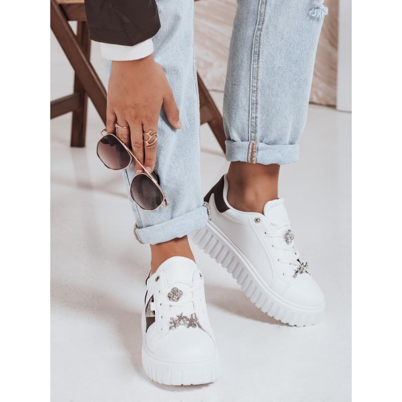 Dámske tenisky na platforme, biele