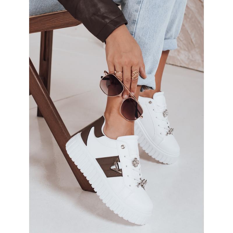 Dámske tenisky na platforme, biele