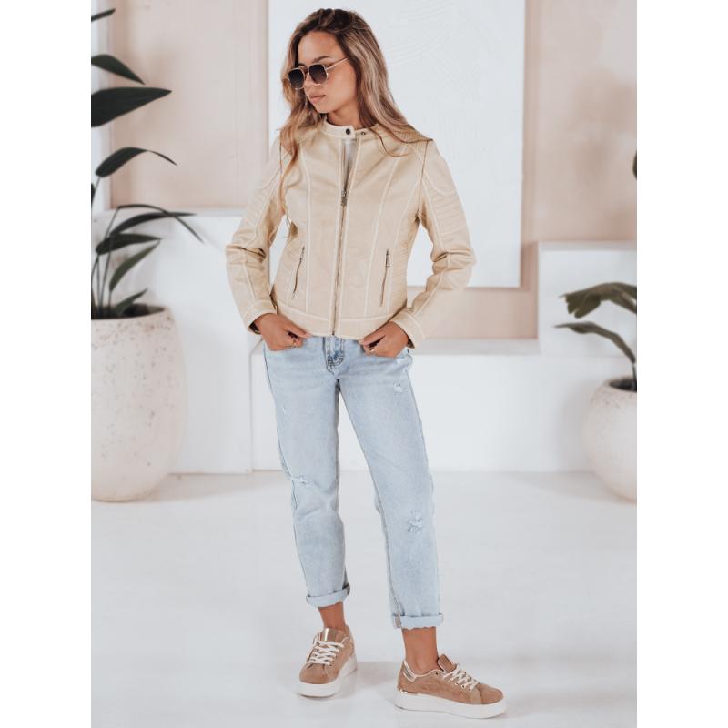 Dámska kožená bunda ROCKMISS béžová