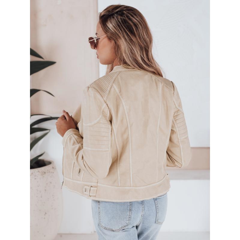 Dámska kožená bunda ROCKMISS béžová