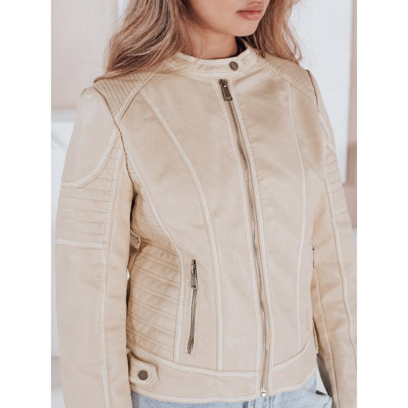 Dámska kožená bunda ROCKMISS béžová