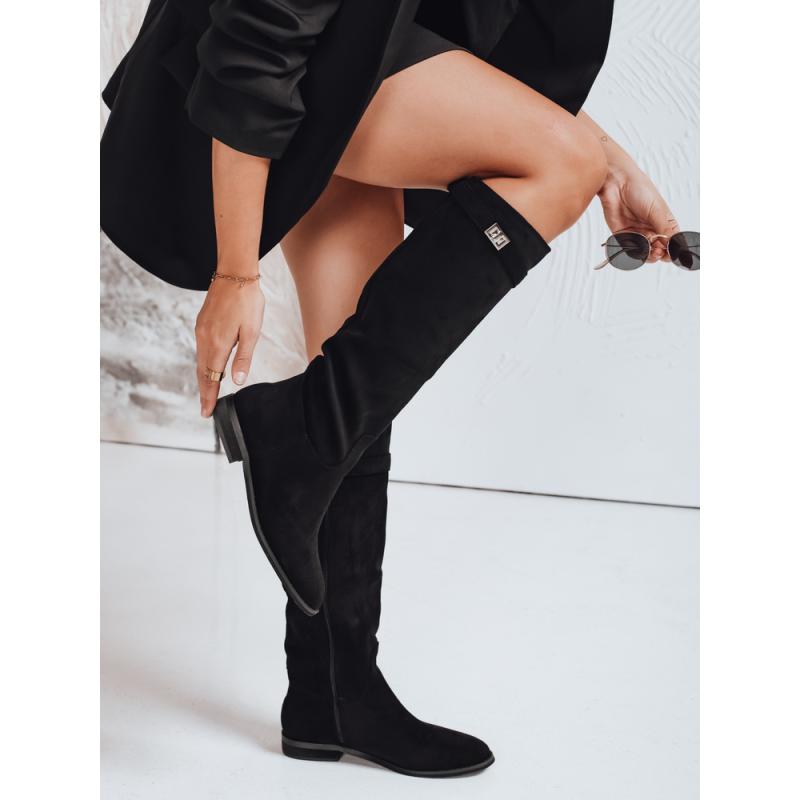 Dámské kotníkové boty ze semiše na nízkém podpatku, černé