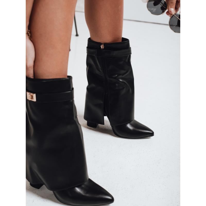 Dámské boty na podpatku s vysokým svrškem, černé