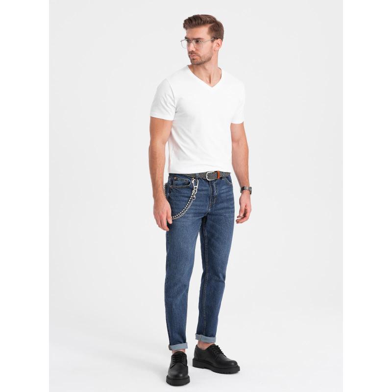 Férfi denim kabát katana mosott hatású – kék V4 OM-JADJ-0219