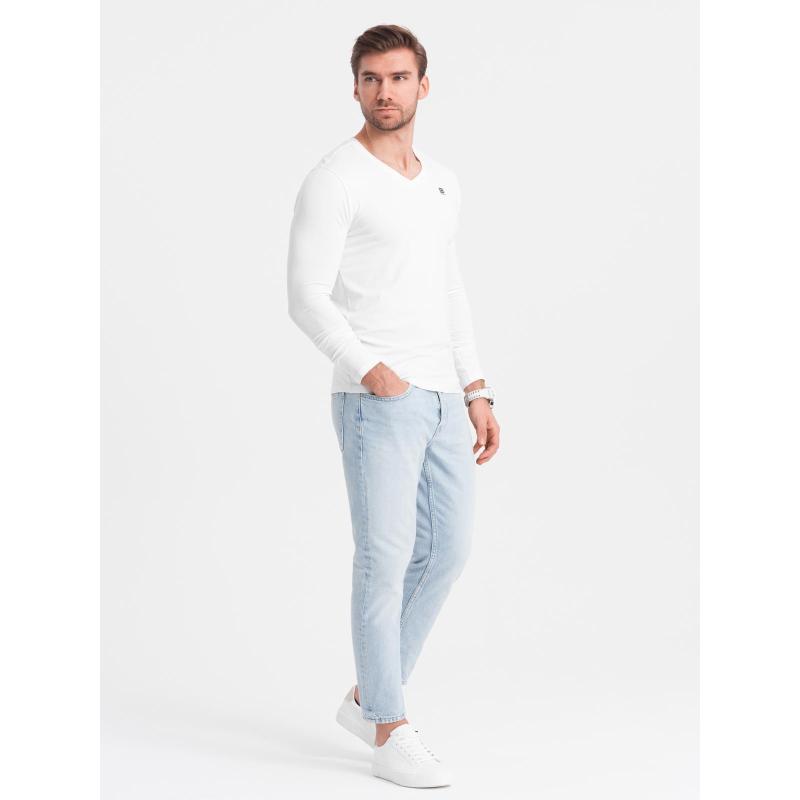 Férfi steppelt kabát fényes felülettel és álló gallérral – fekete V1 OM-JALP-0218