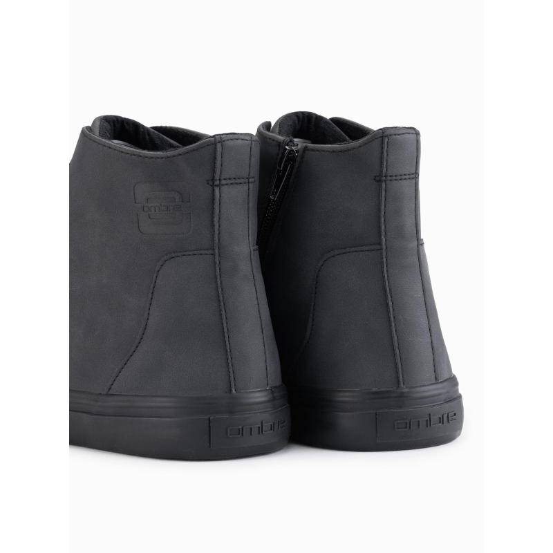 Férfi magas cipő matt textúrával és dombornyomott logóval – fekete V1 OM-FOTH-0185