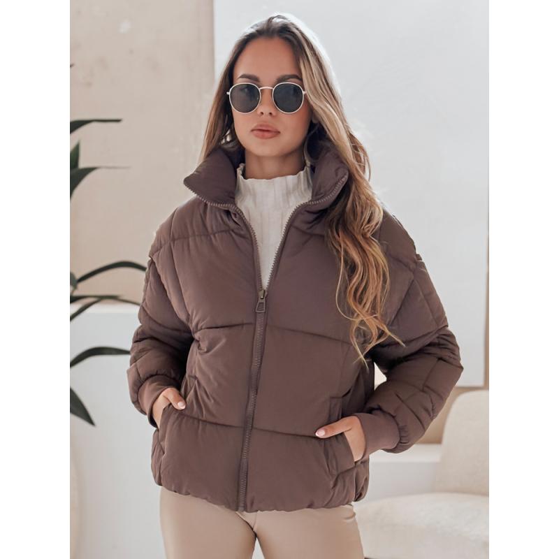 Dámská zimní bunda krátká prošívaná VIBEGIRL tmavě béžová