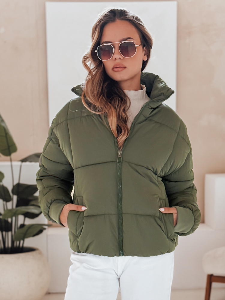 Dámska krátka prešívaná zimná bunda VIBEGIRL, zelená