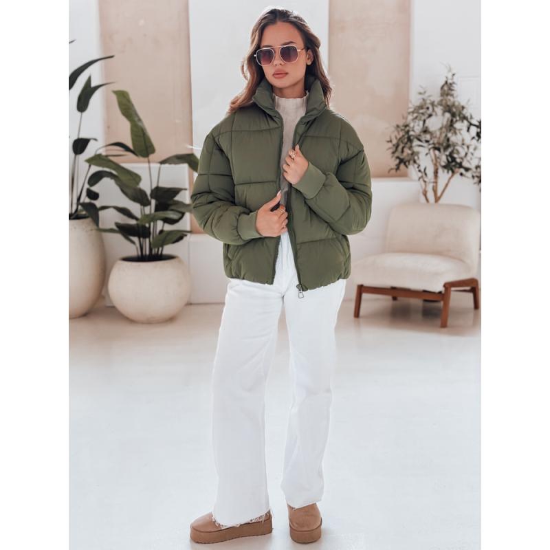 Dámská zimní bunda krátká prošívaná VIBEGIRL zelená