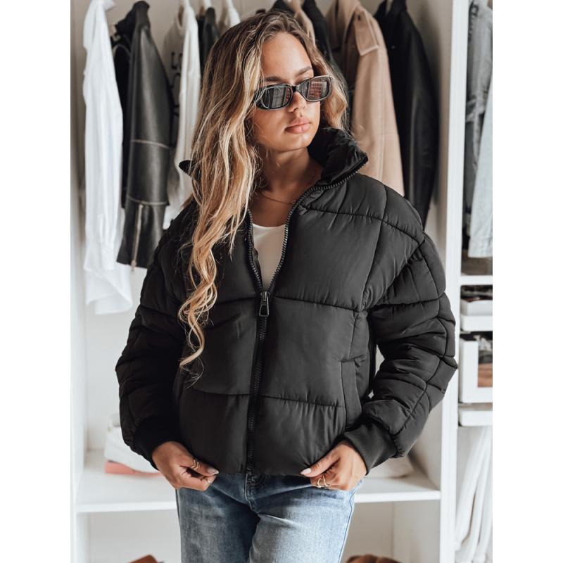 Női rövid steppelt téli kabát VIBEGIRL, fekete