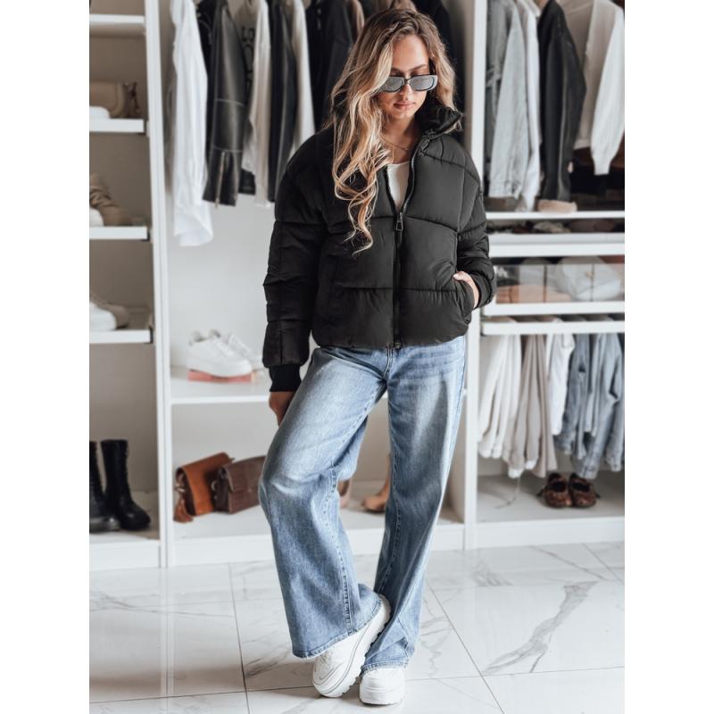 Női rövid steppelt téli kabát VIBEGIRL, fekete