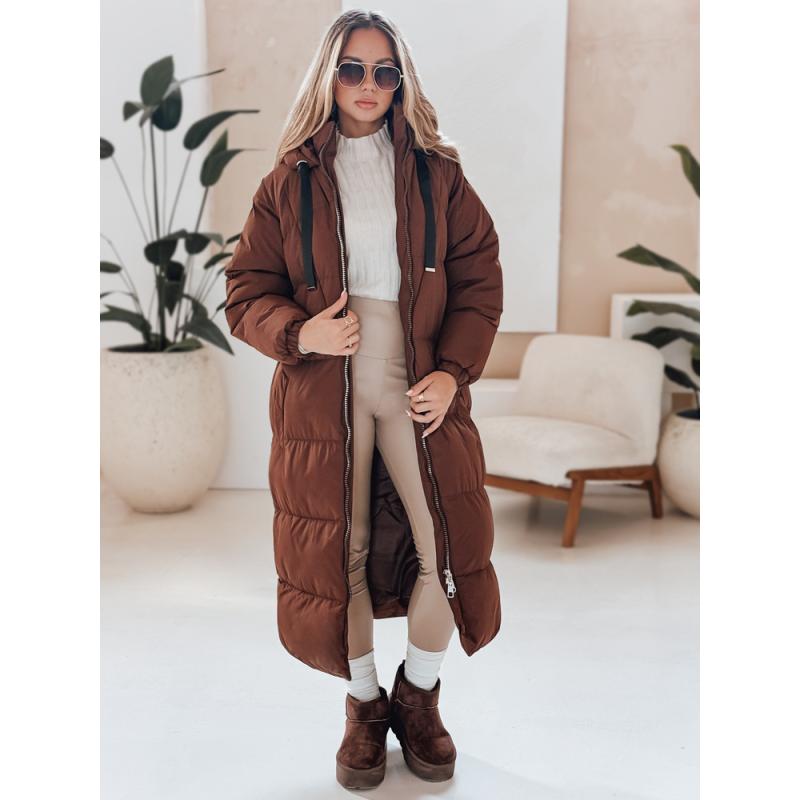 Dámská zimní bunda dlouhá prošívaná COZYSEASON hnědá