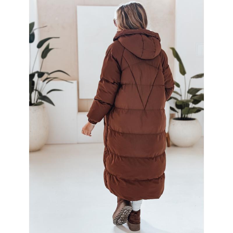 Női hosszú steppelt téli kabát COZYSEASON, barna