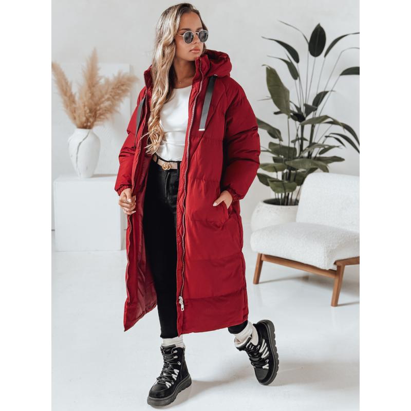 Dámská zimní bunda dlouhá prošívaná COZYSEASON vínová