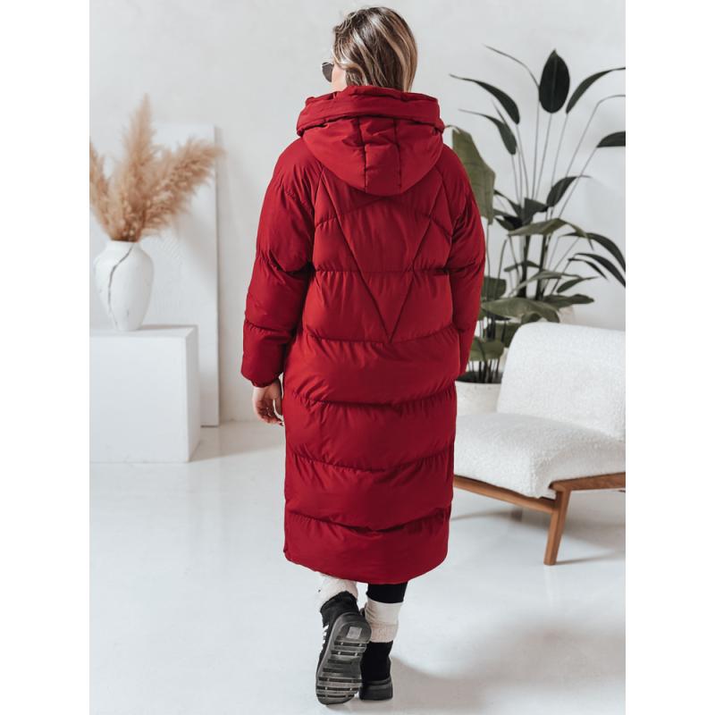Női hosszú steppelt téli kabát COZYSEASON bordó