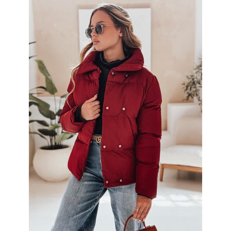 Női steppelt téli kabát LARO, bordó
