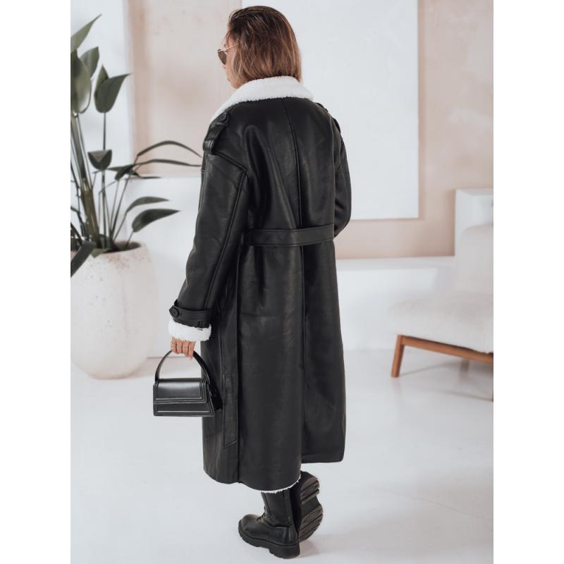 Női téli kabát CHICFROST, hosszú, fekete, bőr