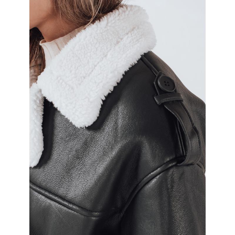 Női téli kabát CHICFROST, hosszú, fekete, bőr