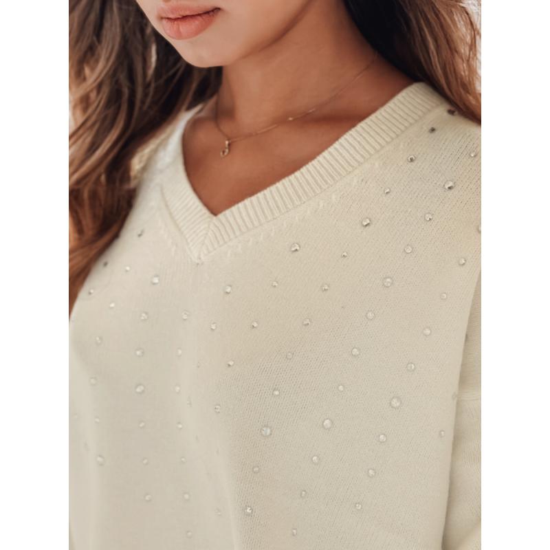Dámský svetr s výstřihem do V VERALIA ecru