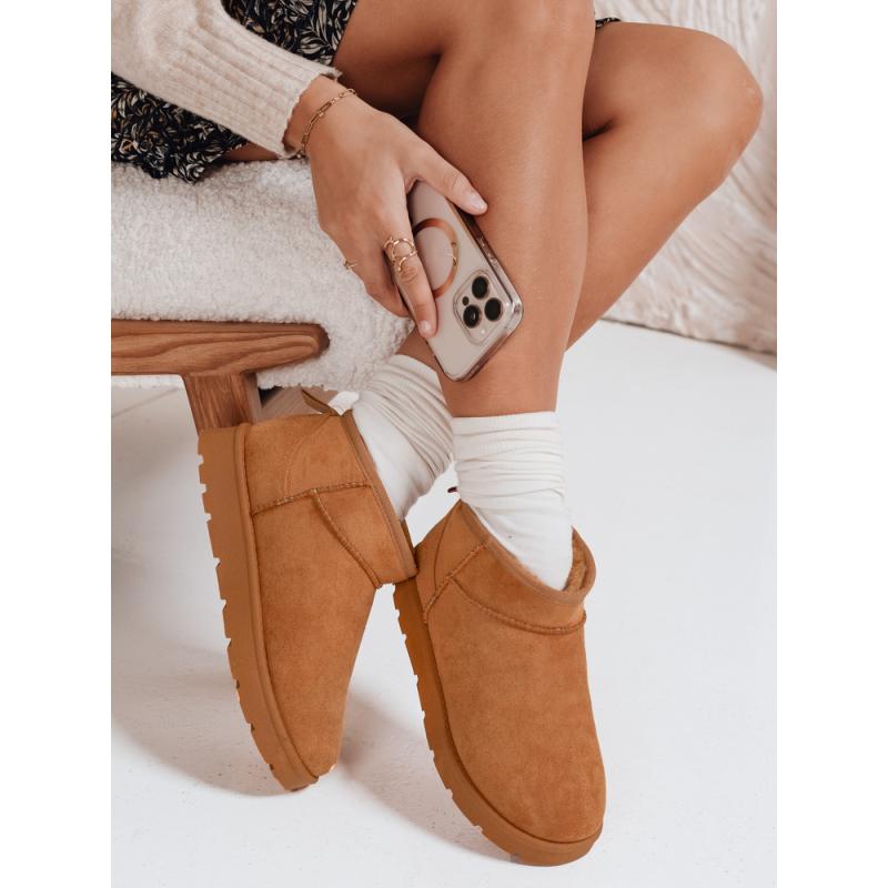 Dámské sněhové boty na platformě kamelové