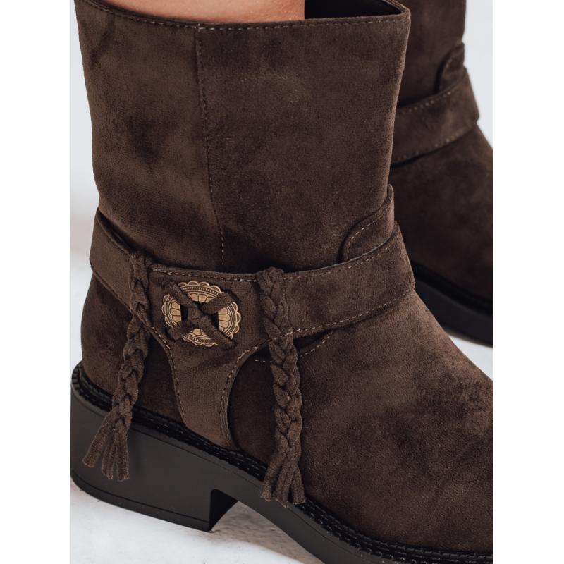 Női barna szarvasbőr bokacsizma