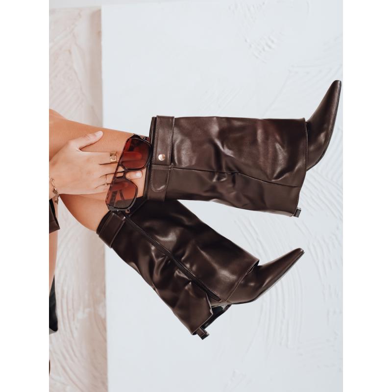 Dámske hnedé členkové topánky so širokým zvrškom