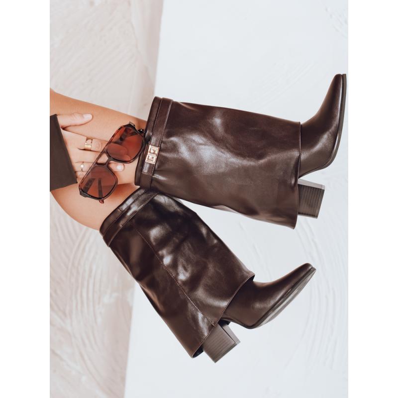 Dámske hnedé členkové topánky so širokým zvrškom