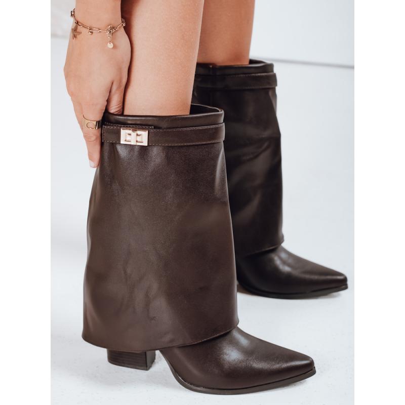 Dámske hnedé členkové topánky so širokým zvrškom