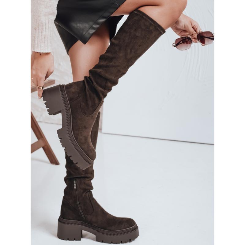 Női szarvasbőr bokacsizma vastag talppal, barna