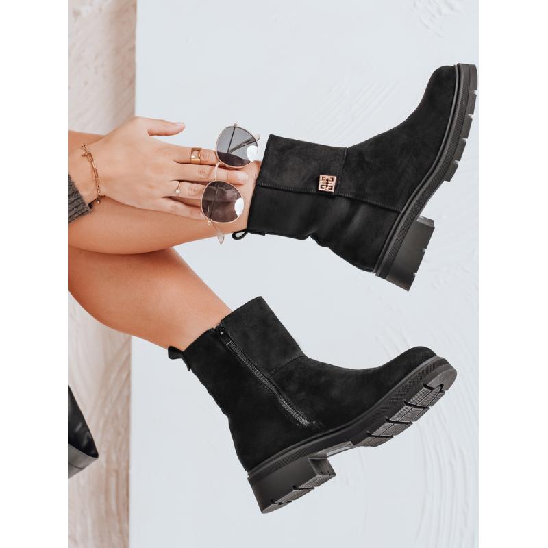 Dámske semišové členkové topánky, čierne