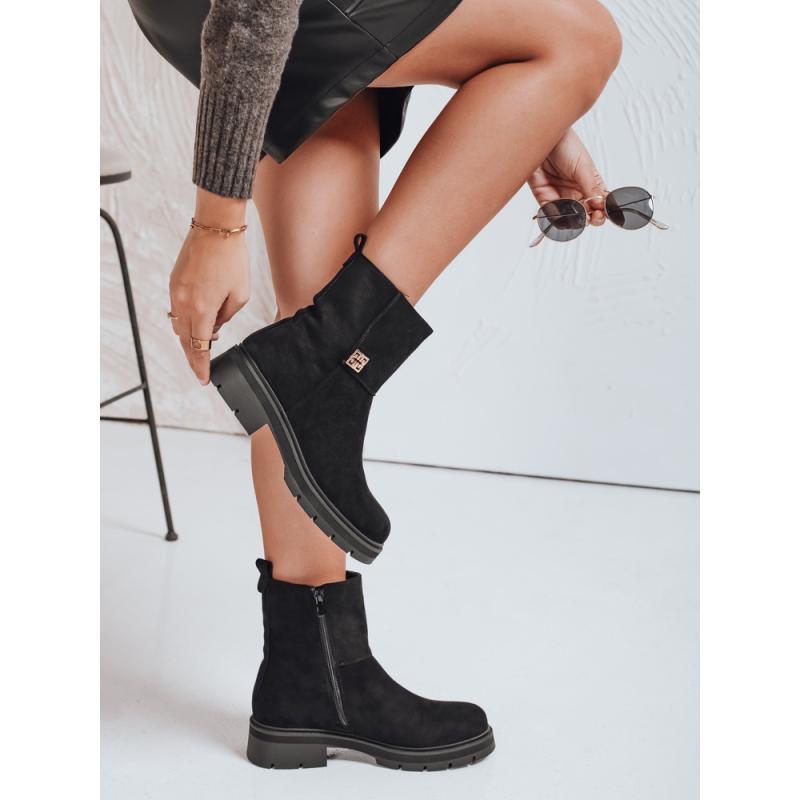 Dámske semišové členkové topánky, čierne