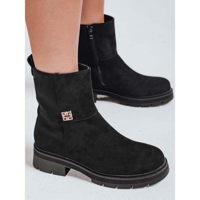 Dámske semišové členkové topánky, čierne
