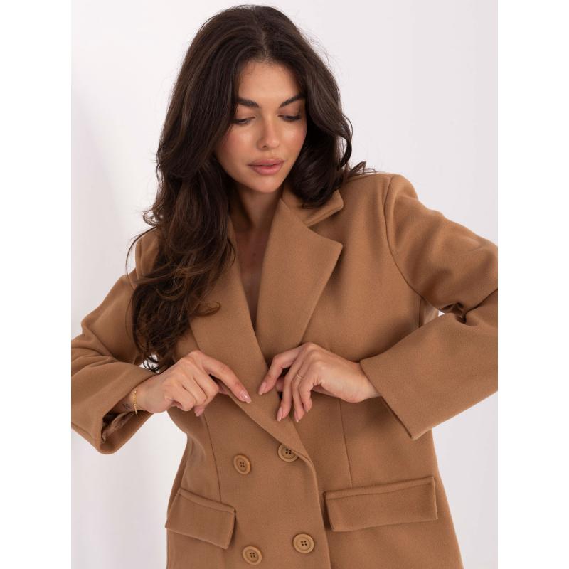 Krátký kabát v barvě camel s podšívkou RUE PARIS